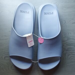 PINK Victoria's Secret Periwinkle Blue Slide Sandals Size Large